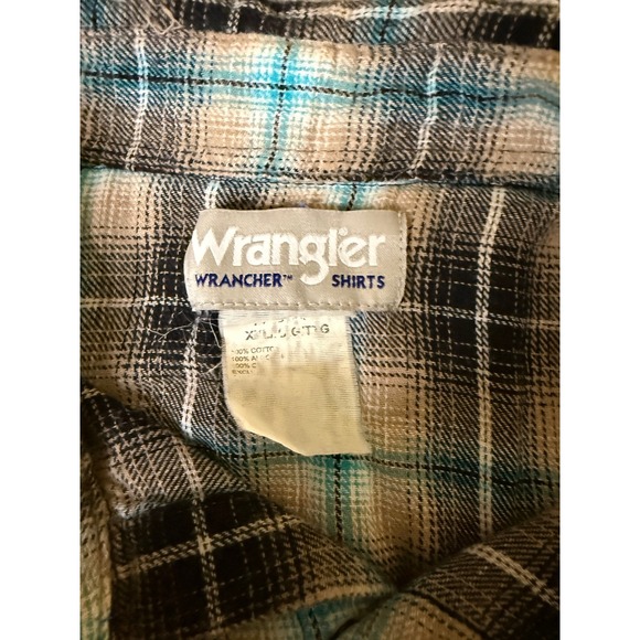 Wrangler Wrancher Shirt Mens XL Plaid Western Long Sleeve Button Down pearl snap - Picture 5 of 5